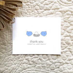Personalized Bird Baby Thank You Cards: Linen Baby Shower Notes (Set of 10) Bild 4