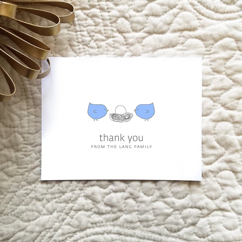 Personalized Bird Baby Thank You Cards: Linen Baby Shower Notes (Set of 10) Bild 4