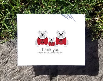 Bulldog Baby Thank You Cards: Personalized Linen Cards (Set of 10)