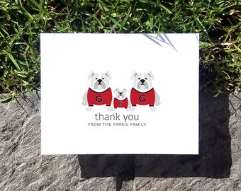 Bulldog Baby Thank You Cards. Baby Shower Thank You Cards. Baby Thank Yous. Personalized. (Set of 10)