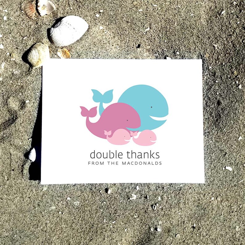Whale Baby Thank You Cards. Baby Shower Thank You Cards. Baby Thank Yous. Personalized Stationery Set of 10 image 4