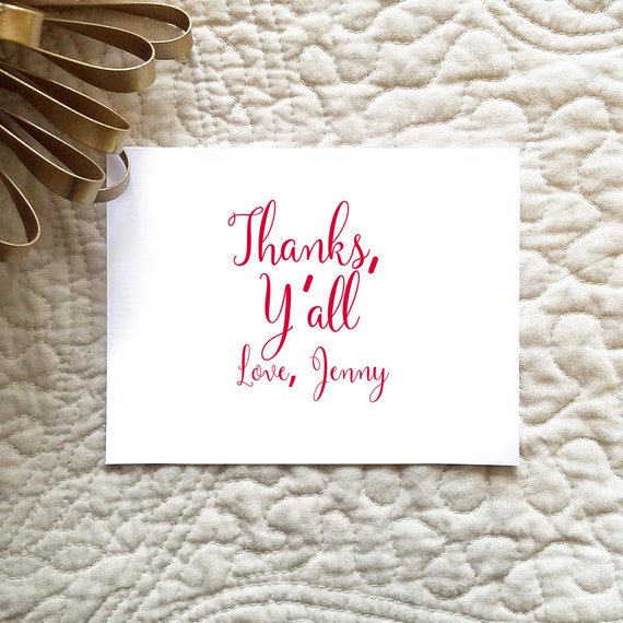 Custom 'thanks Y'all' Thank You Cards: Personalized Stationery