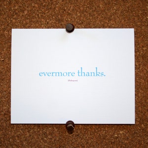 Conjunto de 10 / Tarjetas inspiradoras con cita de William Shakespeare "Evermore Thanks."