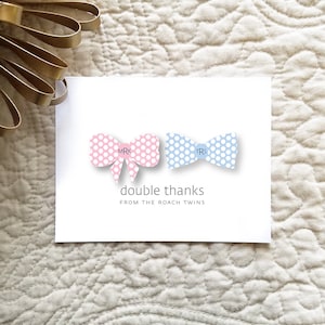 Twin Monogram Polka Dot Bow Tie Grazie Note. Twin Bow Tie Monogram Stationery. Cancelleria personalizzata. Bowtie Monogram (Set di 10)