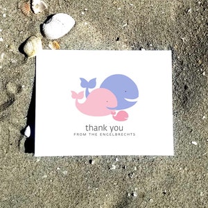 Wal Baby Dankeskarten. Babyparty Dankeskarten. Baby Dankeschön. Personalisiertes Briefpapier (10er Set)