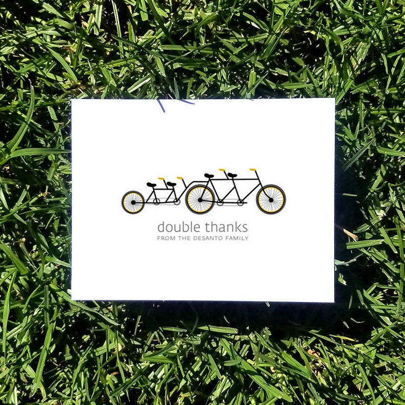 Bicycle Baby Thank You Cards. Baby Shower Stationery. Baby Thank Yous. Bicycle Built for Three Set of 10 image 4
