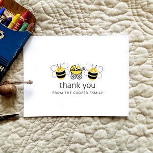 Cartes de remerciement de bébé d’abeille. Baby Shower Cartes de remerciement. Merci bébé. Personnalisé (Ensemble de 10)
