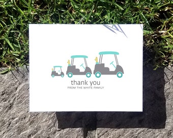 Digital Download / Custom Golf Cart Baby Twins Triplets Thank You Card Design. Baby Shower Stationery. Personalized.