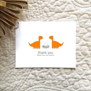 Dinosaur Baby Thank You Cards. Baby Shower Thank You Cards. Baby Thank Yous. Personalized. Brontosaurus (Set of 10)