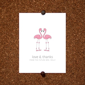 Bruidsdouche Flamingo's Dank u kaarten / Aangepaste Flamingo Wedding Briefpapier / Thank Yous / Love Birds / Hart / Flamingo's / Set van 10