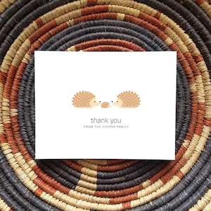 Igel Baby Dankeskarten. Baby Shower Dankeskarten. Twin Baby Thank Yous. Personalisiertes Briefpapier (10er Set)