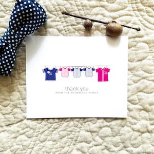Triplet Baseball Thank You Cards. Baseball Jersey. Baby Shower Stationery. Baby Thank Yous. (Set of 10)