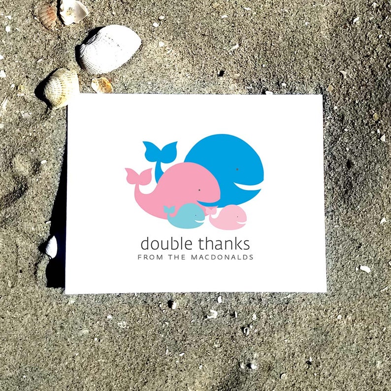 Whale Baby Thank You Cards. Baby Shower Thank You Cards. Baby Thank Yous. Personalized Stationery Set of 10 image 5