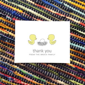 Ente Baby Dankeschön-Karten. Baby-Dusche-Dankeschön-Karten. Baby Danke. Personalisierte. Eier im Nest (Set von 10)