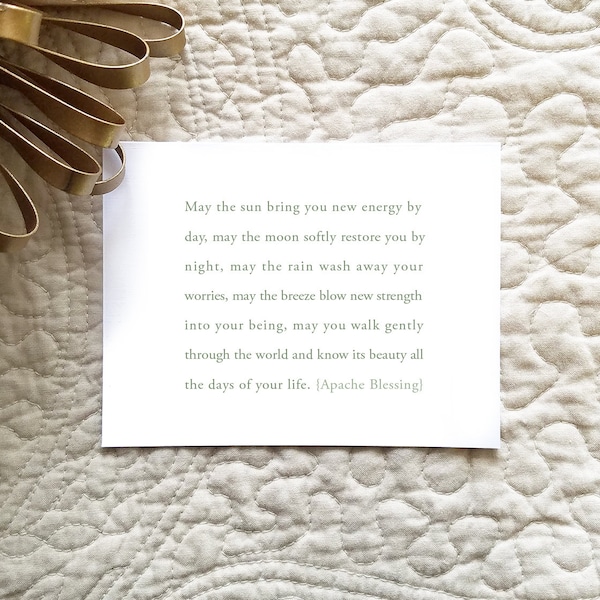 Set of 10 / Inspirational Cards with Apache Blessing "May the sun bring you new energy by day..."