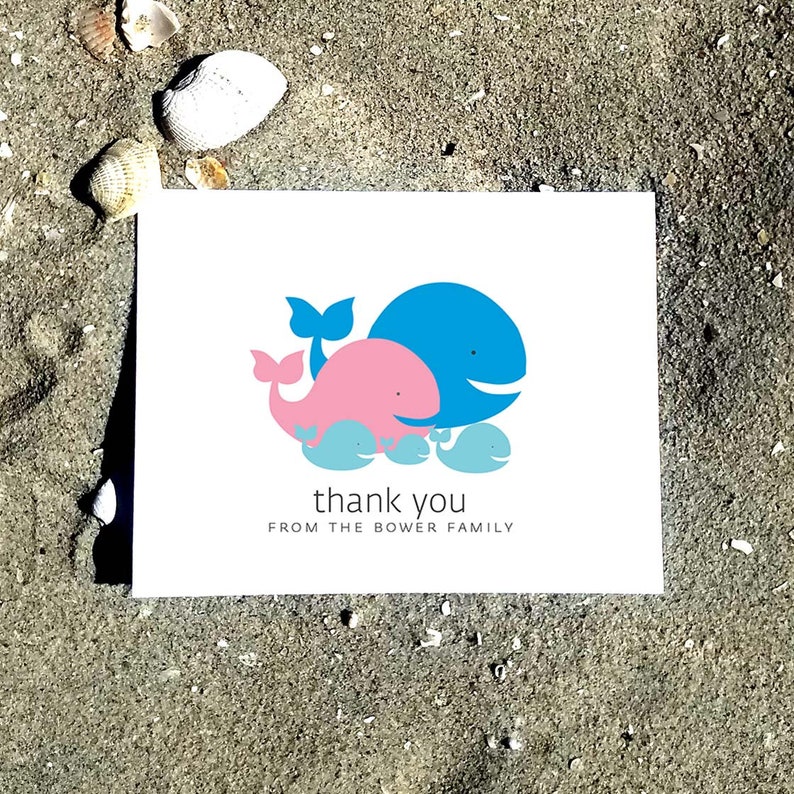 Whale Baby Thank You Cards. Baby Shower Thank You Cards. Baby Thank Yous. Personalized Stationery Set of 10 image 2