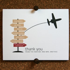 Wanderlust Wedding Stationery for travel lovers / Bridal Shower Thank You Card / Thank Yous / Custom / Personalized / Set of 10