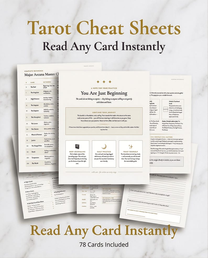 Tarot Cheat Sheet Printable PDF Guide Major Minor Arcana Reference ...
