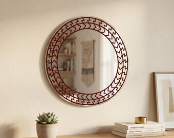 Espejo inspirado en el taller de sombreros de bruja / Espejo con diseño de ventana mágica / Redondo de 30 cm / Decoración de fantasía anime