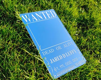 Anime Wanted Poster Mirror, Engraved Acrylic Wall Decor, Bounty Style Custom Name Gift