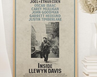 Inside Llewyn Davis filmposter, Coen Brothers, midcentury modern, vintage muurkunst, woondecoratie, digitale download