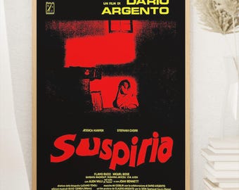 Suspiria filmposter 1977, klassieke film, horrorfilmkunst, midcentury modern, vintage muurkunst, woondecoratie, digitale download