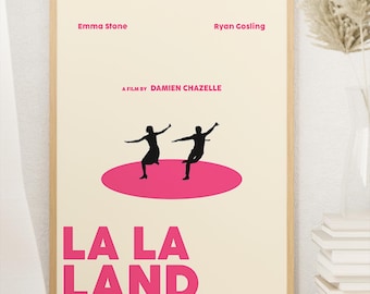 La La Land filmposter, musical, midcentury modern, wanddecoratie, vintage muurkunst, digitale download