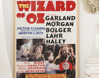 The Wizard of Oz 1939 filmposter, klassieke film, midcentury modern, vintage muurkunst, woondecoratie, digitale download