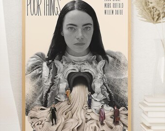 Filmposter Poor Things, Emma Stone, midcentury modern, vintage muurkunst, woondecoratie, digitale download