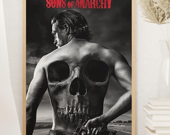 Sons of Anarchy tv-serie poster, Charlie Hunnam, Jax Teller, midcentury modern, woondecoratie, vintage muurkunst, digitale download