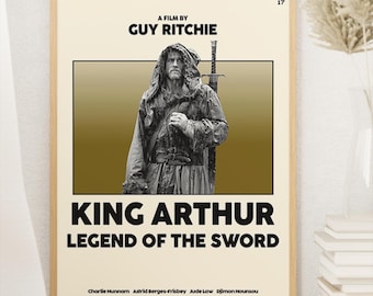 King Arthur: Legend of the Sword filmposter, Charlie Hunnam, midcentury modern, wanddecoratie, vintage muurkunst, digitale download