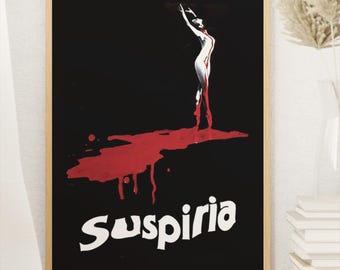 Suspiria filmposter 1977, klassieke film, horrorfilmkunst, midcentury modern, vintage muurkunst, woondecoratie, digitale download