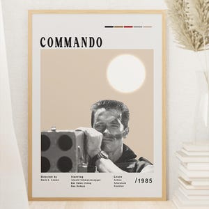 Commando, Arnold Schwarzenegger, Movie Poster, Midcentury Modern, Vintage Wall Art, Home Decor, Digital Download