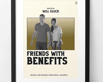 Friends with Benefits-filmposter, midcentury modern, wanddecoratie, vintage muurkunst, digitale download