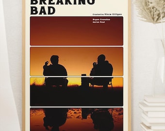 Breaking Bad poster tv-serie, midcentury modern, wanddecoratie, vintage muurkunst, digitale download