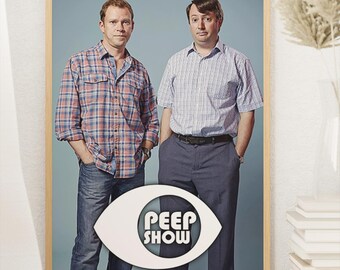 Peepshow tv-serie poster, sitcom tv-show, midcentury modern, vintage muurkunst, woondecoratie, digitale download