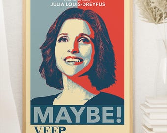 Veep tv-serie poster, Julia Louis-Dreyfus, midcentury modern, vintage muurkunst, woondecoratie, digitale download