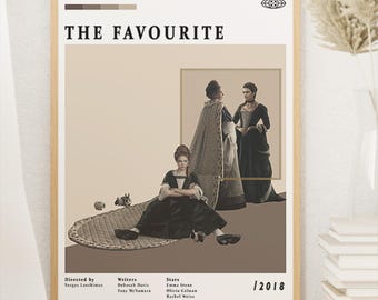 De favoriete filmposter, Emma Stone, Olivia Colman, midcentury modern, vintage muurkunst, woondecoratie, digitale download