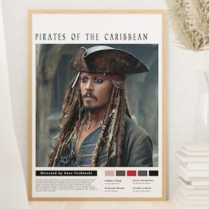 Pirates of the Caribbean Movie Poster, Johnny Depp, Captain Jack Sparrow, Midcentury Modern, Home Decor, Vintage Wall Art, Digital Download