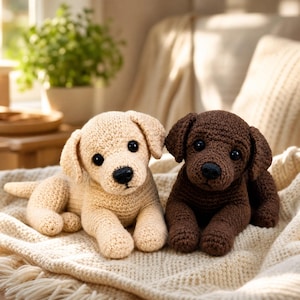 Virkat valpmönster PDF, Amigurumi Labrador hund digital nedladdning, Realistiskt virkat hundmönster, Virkat gosedjursmönster