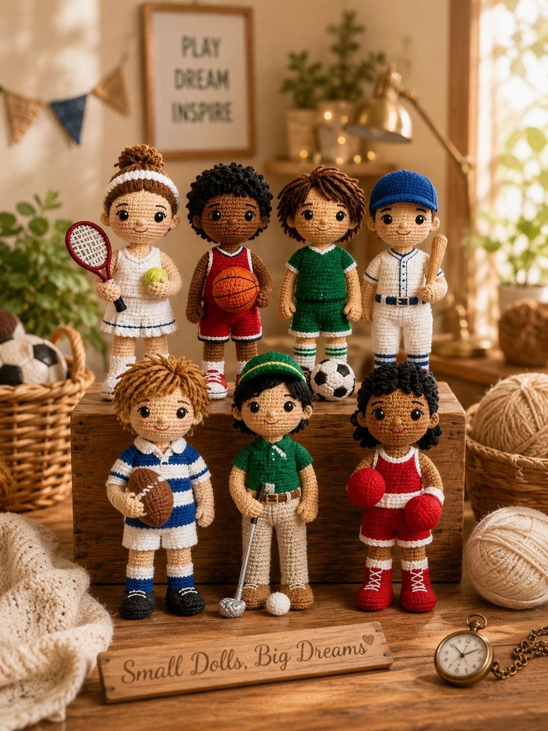 15 Fascinating Crochet Art Dolls and Figures 4 Crochet Sports Dolls Pattern Bundle, Amigurumi Athlete Figures