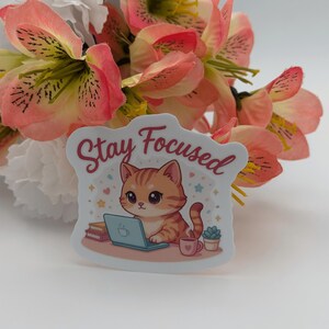 Stay Focused Cat Vinyl Sticker