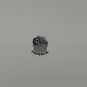 Funny Raccoon Trash Can Vinyl Sticker | Trash Panda Die Cut Decal