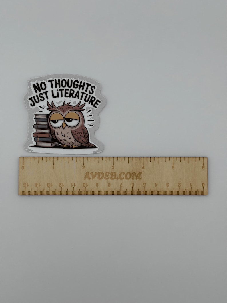 Funny Owl and Books Literature Vinyl Sticker