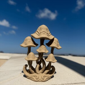 3D Printed Mushroom Cluster Sculpture – Enchanted Forest Art Deco Fantasy Decor