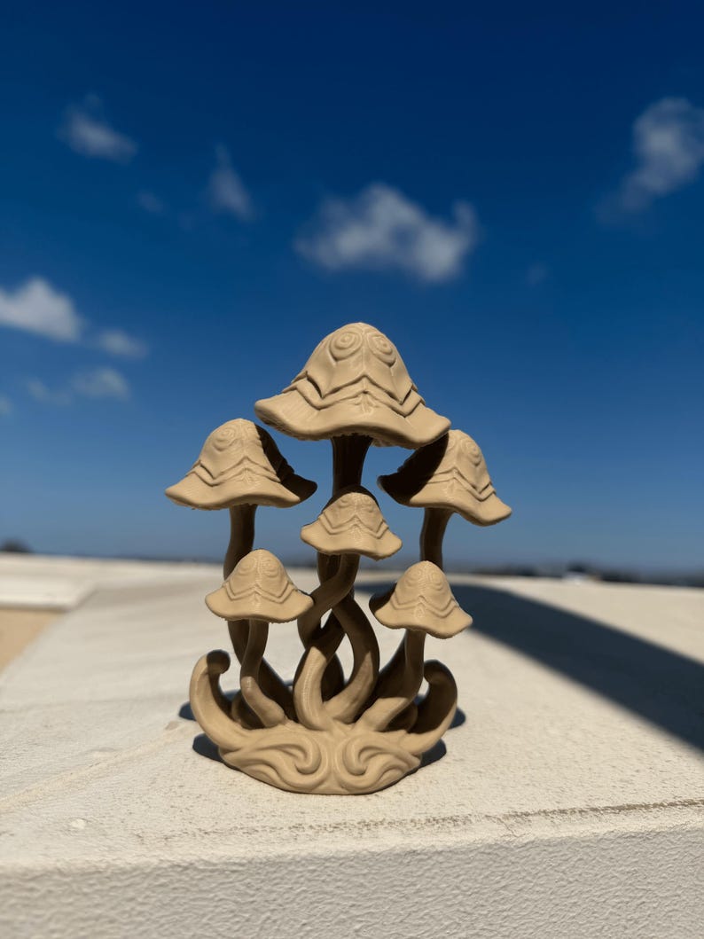 3D Printed Mushroom Cluster Sculpture – Enchanted Forest Art Deco Fantasy Decor