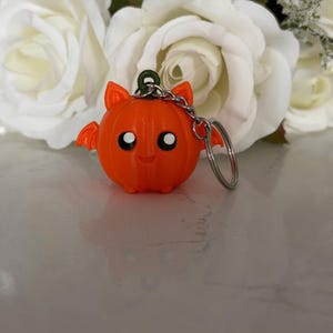 Cute Pumpkin Bat Keychain 3D Printed PLA Charm