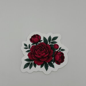 Red Peony Floral Sticker Die Cut Vinyl Decal