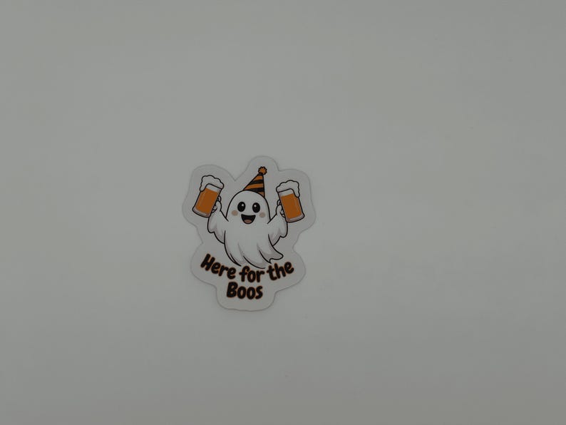 Funny Halloween Ghost Vinyl Sticker Here for the Boos