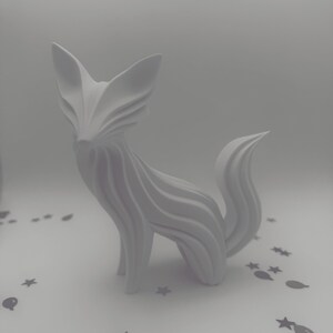 Abstract Flowing Fox Sculpture – Modern Organic Wave Art 3D Print Decor